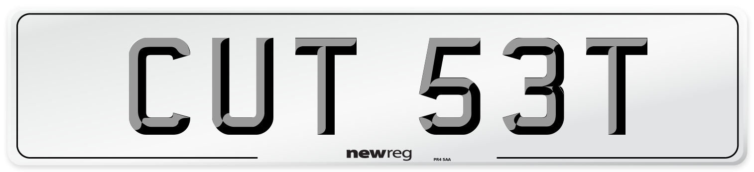 CUT 53T Number Plate from New Reg
